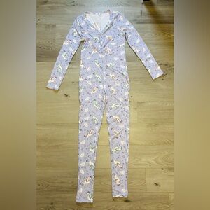 Kids Unicorn Purple one-piece onesie pyjamas button front Girls L